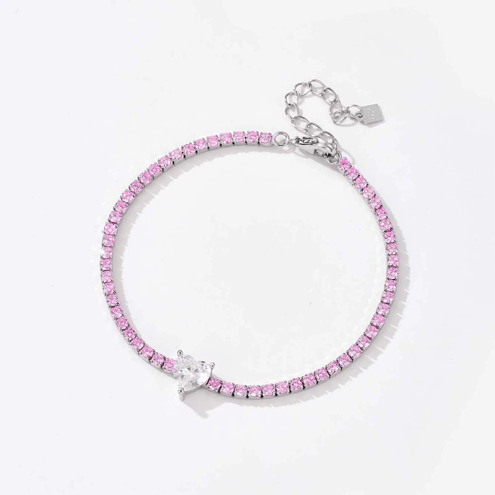 Heart Tennis CZ Zircon Charm Bracelet