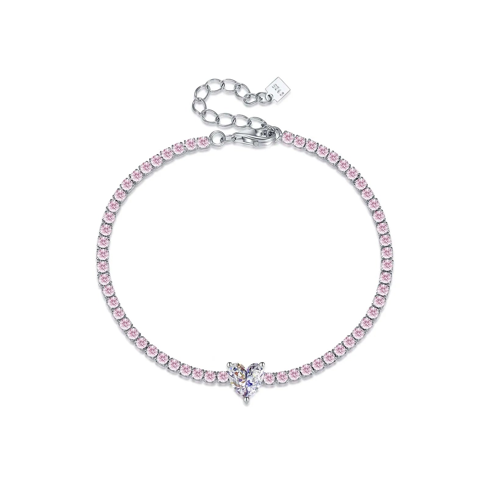 Heart Tennis CZ Zircon Charm Bracelet