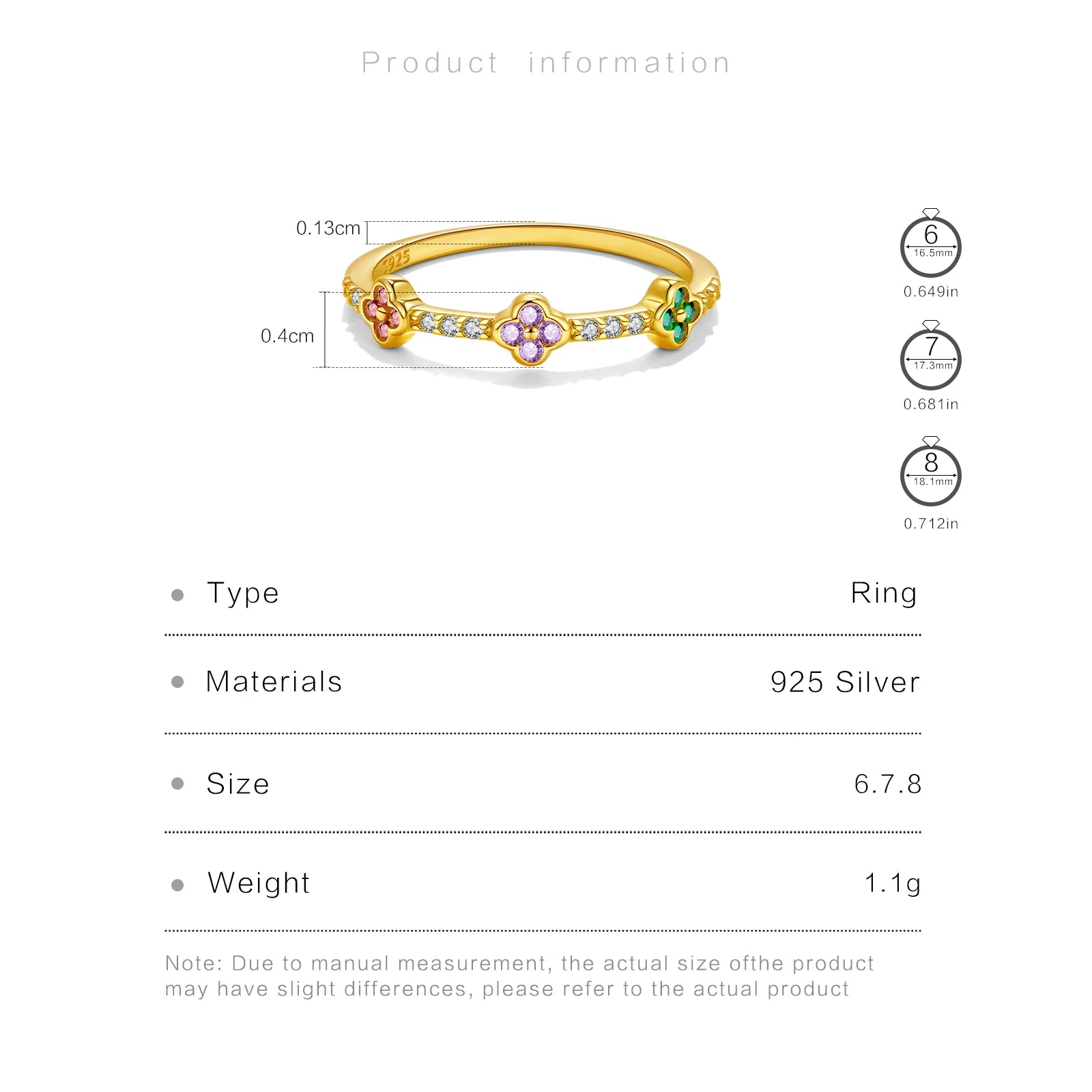 Multicolor Flower CZ Ring