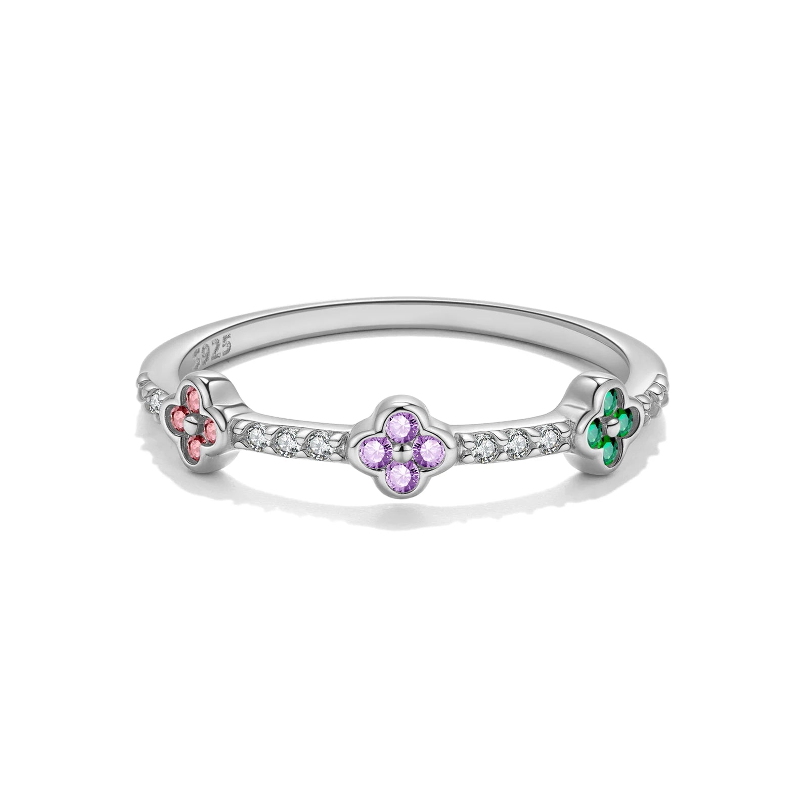 Multicolor Flower CZ Ring