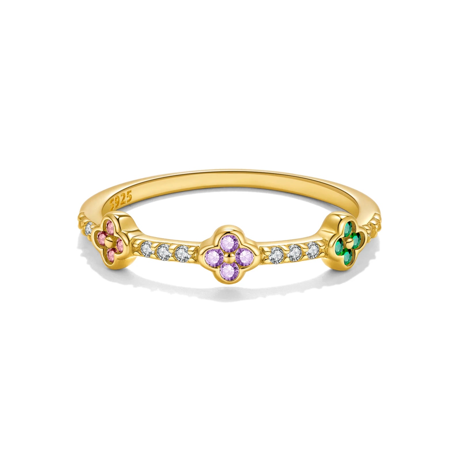 Multicolor Flower CZ Ring