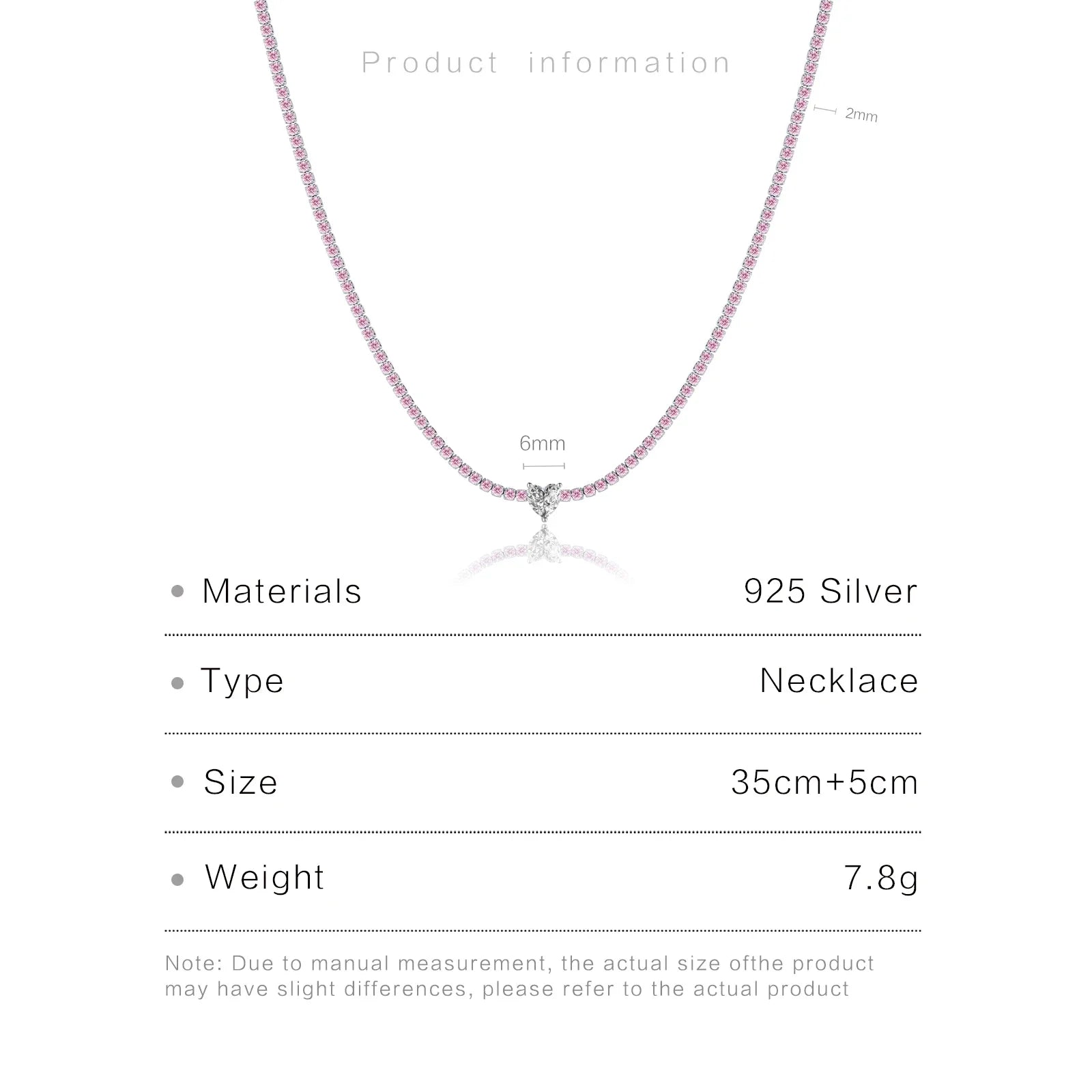 Pink 925 Sterling Silver Heart